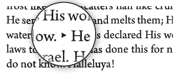 Enlarged triangular marker before the English words He has declared.