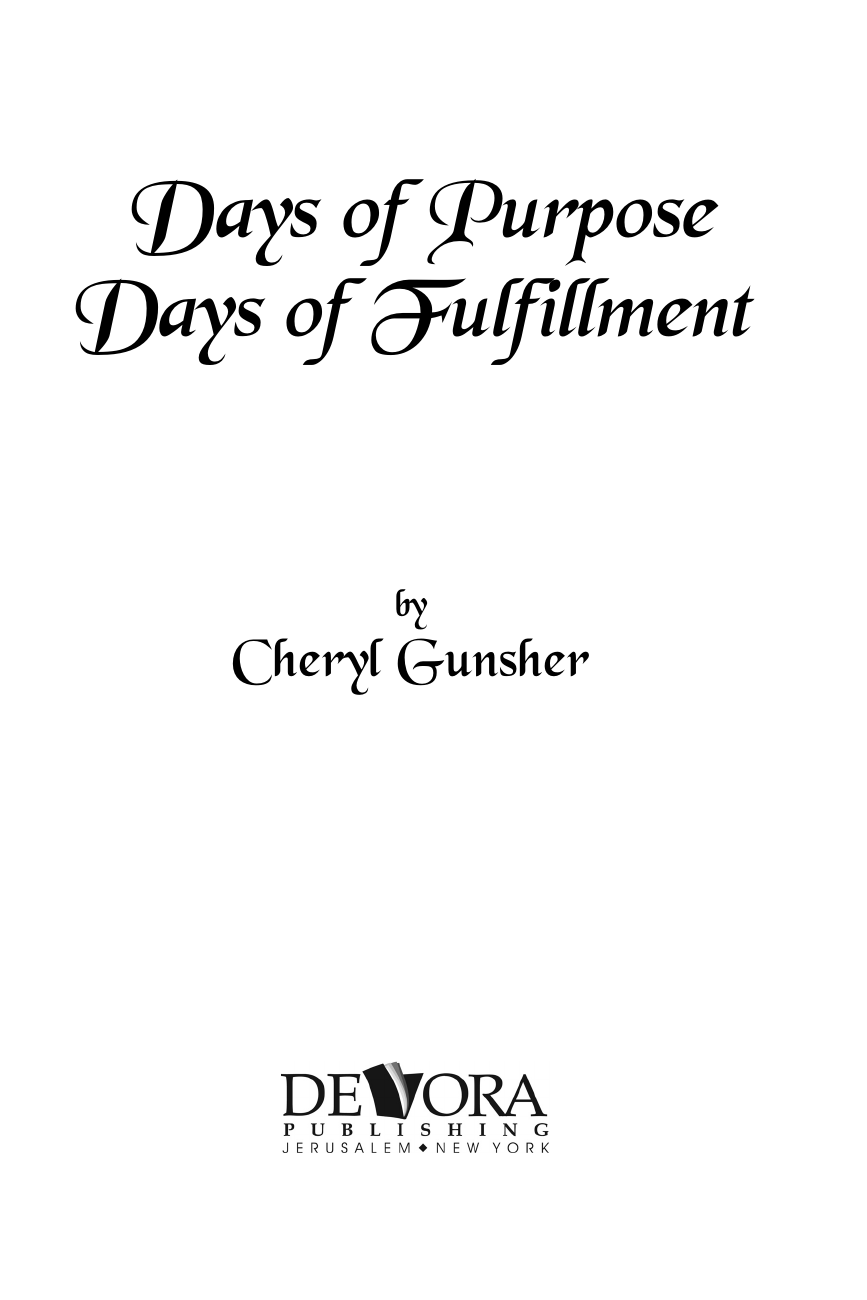 Title page: Days of Purpose, Days of Fulfillment